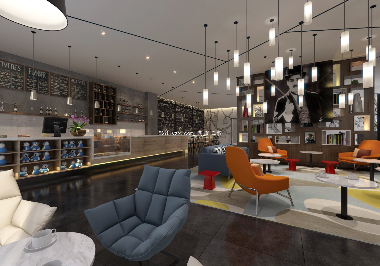 時尚簡約風(fēng)咖啡廳-成都店鋪裝修公司