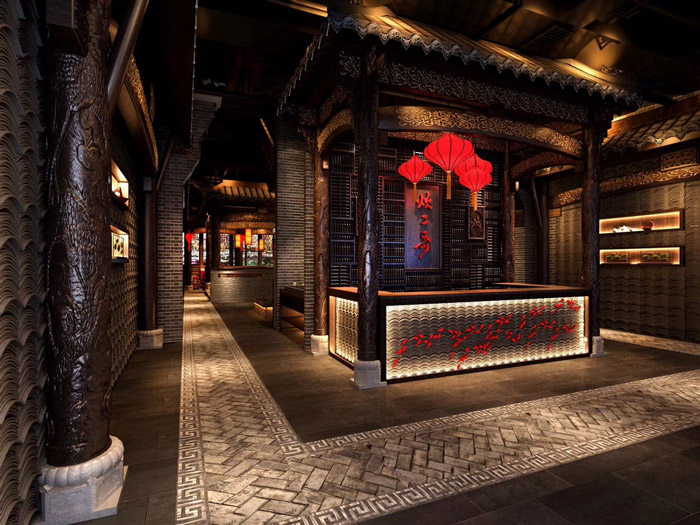 中式風(fēng)格火鍋店裝修設(shè)計(jì)效果圖分享！【火鍋店裝修效果圖】