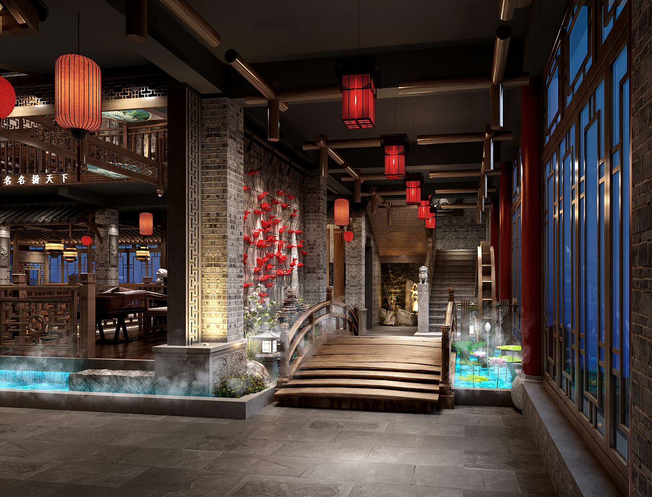 大氣復古的成都火鍋店裝修設計效果圖