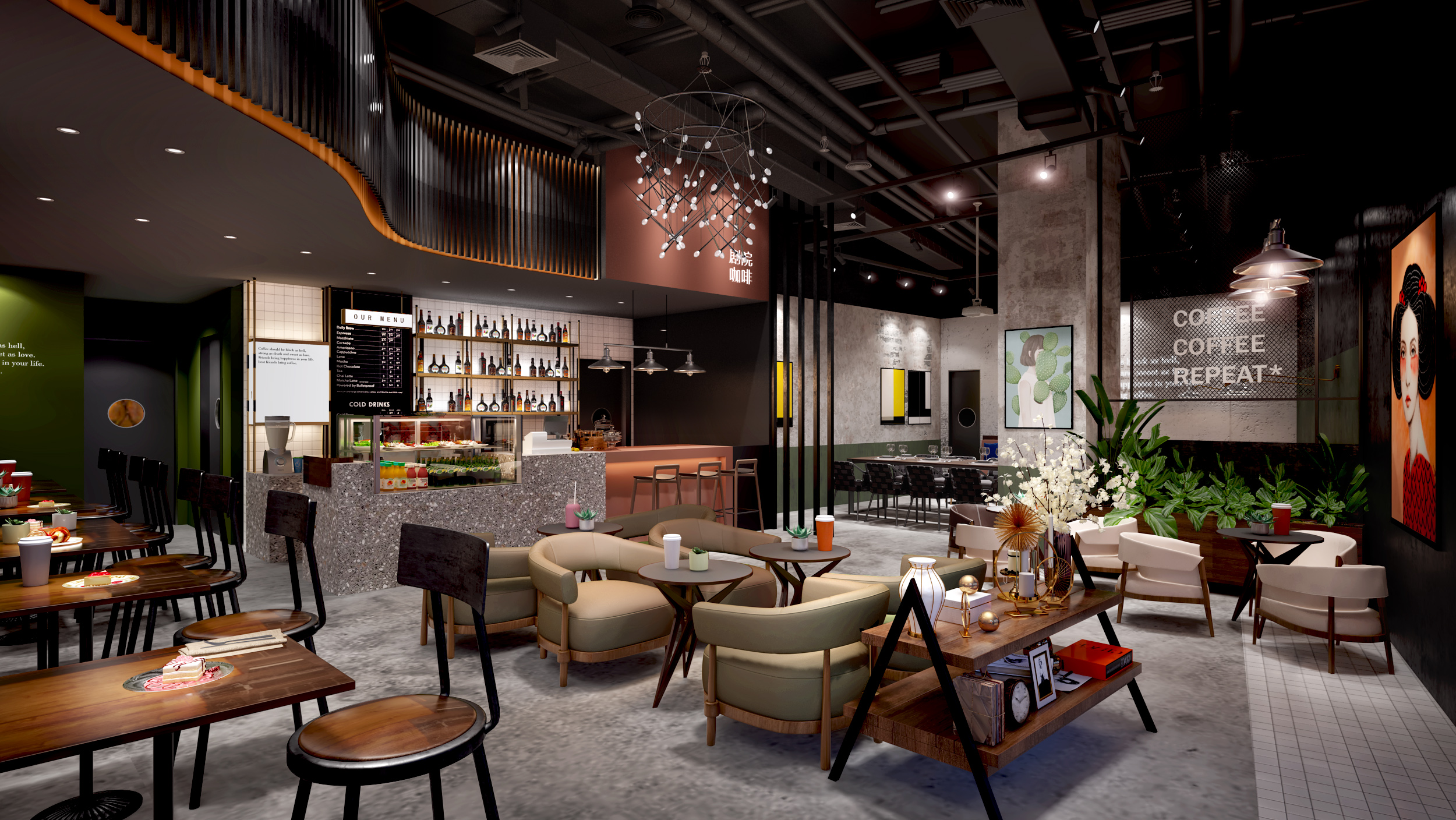 工業(yè)風咖啡店裝修設計說明