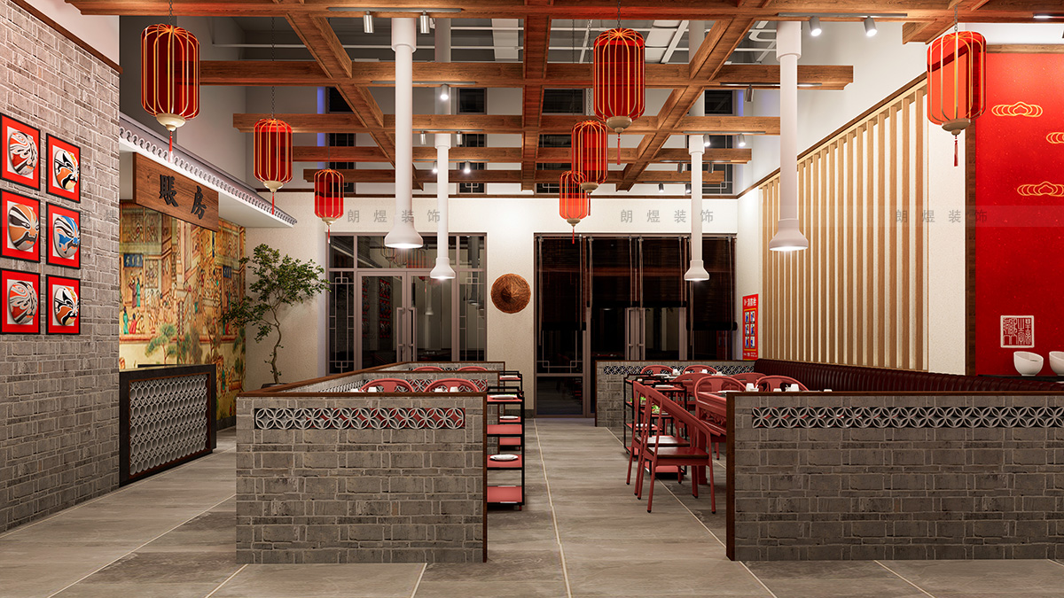 400平中國風(fēng)火鍋店裝修效果圖