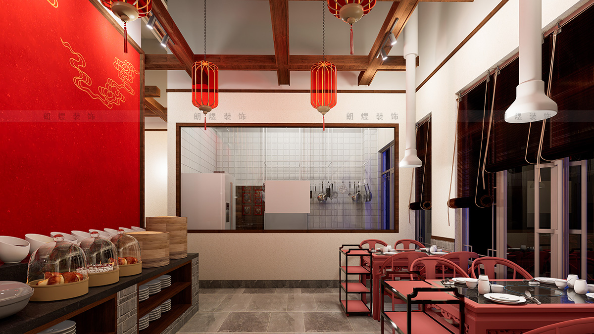 400平中國風(fēng)火鍋店裝修效果圖