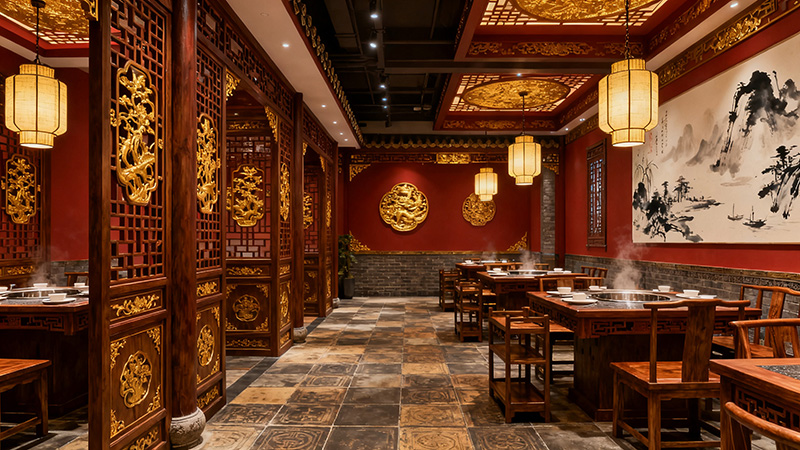 火鍋店裝修大氣效果圖錦集，打造差異化的風(fēng)格！