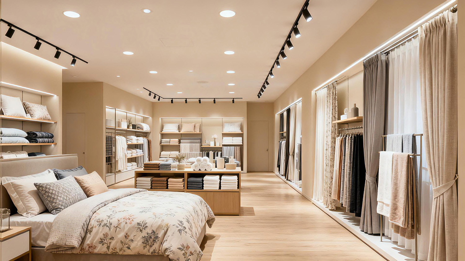 風(fēng)格簡(jiǎn)約溫馨的家紡店裝修效果圖