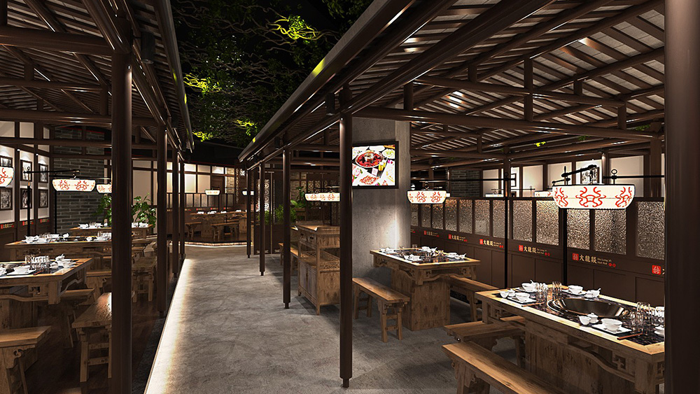 傳統中式風格火鍋店裝修效果圖